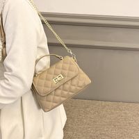French Retro Handbags New Spring Rhombus Chain Messenger Women's Bag 12.5*21*8.5cm sku image 3