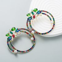 Claw Chain Rhinestone Round Fashion Alloy Earrings sku image 2