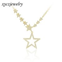Fashion Gold Plated Zircon Clavicle Star Copper Necklace sku image 2