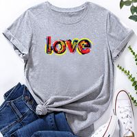 Camiseta Informal Suelta Con Estampado De Letras Simples A La Moda Para Mujer main image 8