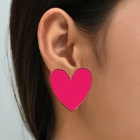Mode Kontrast Farbe Legierung Herzförmige Ohrringe Großhandel main image 1