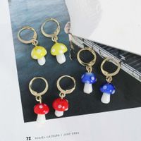 Japanese And Korean Fashion Cute Wave Point Mushroom Simple Alloy Earrings main image 1