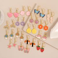 European And American New Butterfly Flower Earrings Cartoon Smiley Alloy Ear Jewelry main image 1