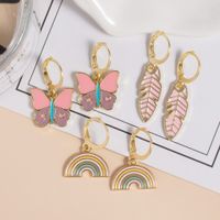 European And American New Butterfly Flower Earrings Cartoon Smiley Alloy Ear Jewelry main image 5