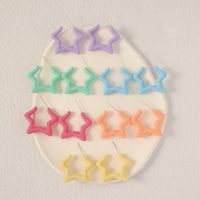 New Candy Color Geometric Pentagram Open Color Stud Earrings main image 1