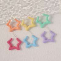 New Candy Color Geometric Pentagram Open Color Stud Earrings main image 3