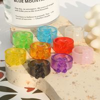 Korean Transparent Candy Color Bear Acrylic Wide Ring Wholesale main image 1