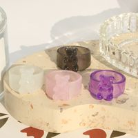 Korean Transparent Candy Color Bear Acrylic Wide Ring Wholesale main image 3