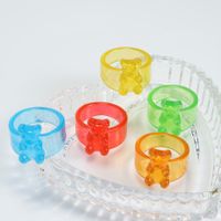 Korean Transparent Candy Color Bear Acrylic Wide Ring Wholesale main image 4