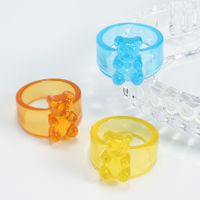 Korean Transparent Candy Color Bear Acrylic Wide Ring Wholesale main image 5