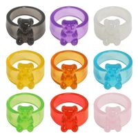 Korean Transparent Candy Color Bear Acrylic Wide Ring Wholesale main image 6
