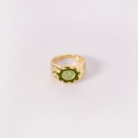 Matcha Green Avocado Rhinestone Ring Niche Heart-shaped Index Finger Ring Set main image 4