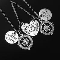 Fashion Necklace Love Stitching Alloy Compass Drop Oil Pendant Necklace main image 3
