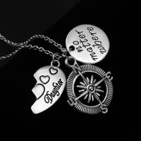 Fashion Necklace Love Stitching Alloy Compass Drop Oil Pendant Necklace main image 4