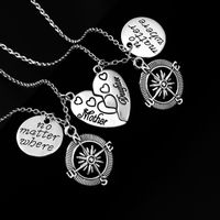 Fashion Necklace Love Stitching Alloy Compass Drop Oil Pendant Necklace main image 2