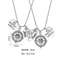 Fashion Necklace Love Stitching Alloy Compass Drop Oil Pendant Necklace main image 6