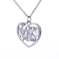Fashion Hollow Heart Letters Love You Mom Pendant Alloy Necklace main image 3