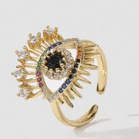 Trend Open Copper Inlaid Zircon Eye Ring Female Creative Real Gold Electroplating Ring main image 1