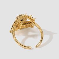 Trend Open Copper Inlaid Zircon Eye Ring Female Creative Real Gold Electroplating Ring main image 5