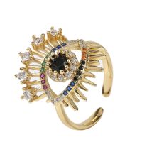 Trend Open Copper Inlaid Zircon Eye Ring Female Creative Real Gold Electroplating Ring main image 6