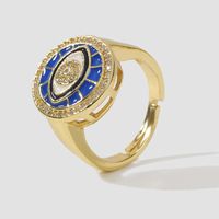 European And American Trend Creative Copper Inlaid Zircon Adjustable Oil Drop Eye Ring main image 1