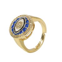 European And American Trend Creative Copper Inlaid Zircon Adjustable Oil Drop Eye Ring main image 6