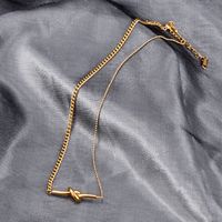 Fashion Short Titamium Steel Plated18k Gold Knotted Simple Titanium Steel Necklace main image 3