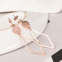 Fashion Geometric Triangle Round Card Pendant Titanium Steel Earrings Wholesale main image 3