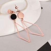 Fashion Geometric Triangle Round Card Pendant Titanium Steel Earrings Wholesale main image 4