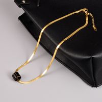 Fashion Black Pendant Geometric Necklace Clavicle Chain Titanium Steel main image 4