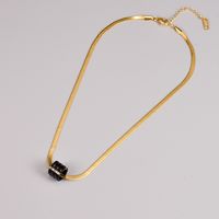 Fashion Black Pendant Geometric Necklace Clavicle Chain Titanium Steel main image 5