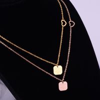 Simple Geometric Necklace Plated 18k Rose Gold Titamium Steel Collarbone Chain main image 3