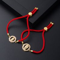 European And American Pull-out Adjustable Inlaid Color Zircon Red Copper Bracelet main image 2