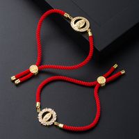 European And American Pull-out Adjustable Inlaid Color Zircon Red Copper Bracelet main image 3