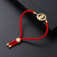 European And American Pull-out Adjustable Inlaid Color Zircon Red Copper Bracelet main image 4