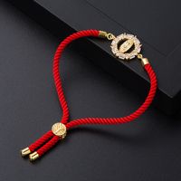 European And American Pull-out Adjustable Inlaid Color Zircon Red Copper Bracelet main image 5