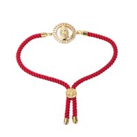 European And American Pull-out Adjustable Inlaid Color Zircon Red Copper Bracelet main image 6
