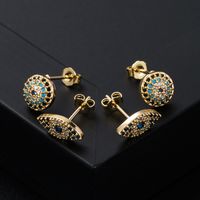 Boucles D&#39;oreilles Oeil Du Diable En Cuivre Vintage Micro-set Zircon En Gros main image 3