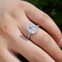 New Fashion European And American Copper Zircon Platinum Ring Korean Engagement Ring main image 3