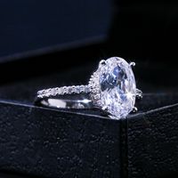 New Fashion European And American Copper Zircon Platinum Ring Korean Engagement Ring main image 4