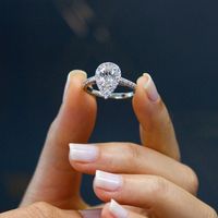 Creative Sparkling Drop-shaped Copper Zircon Wedding Ring Ladies Wedding Jewelry Wholesale main image 5