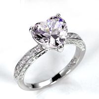 Neue Eheringe Eingelegt Mit Aaa Herzförmigem Rosa Diamant Zirkon Kupfer Ring main image 3