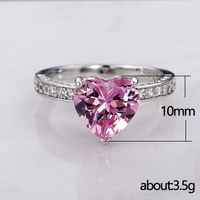 New Wedding Rings Inlaid With Aaa Heart-shaped Pink Diamond Zircon Copper Ring main image 6