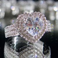 European And American Fashion Diamond Ring Trend Heart-shaped Copper Ring Female main image 1