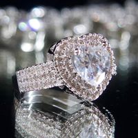 European And American Fashion Diamond Ring Trend Heart-shaped Copper Ring Female main image 5