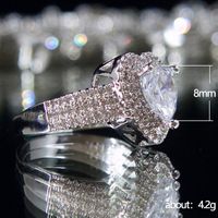 European And American Fashion Diamond Ring Trend Heart-shaped Copper Ring Female main image 6