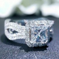New Wedding Ring Exquisite Copper Full Diamond Zircon Ladies Engagement Ring main image 3