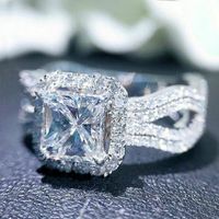 Neuer Ehering Exquisiter Kupfer Voll Diamant Zirkon Damen Verlobung Sring main image 4