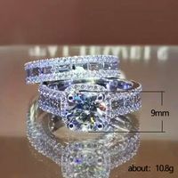 New Square Copper Inlaid Zircon Two-piece Ring European And American Ladies Jewelry main image 6