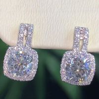 European And American New Simple Round Diamond Zircon Copper Earrings main image 1